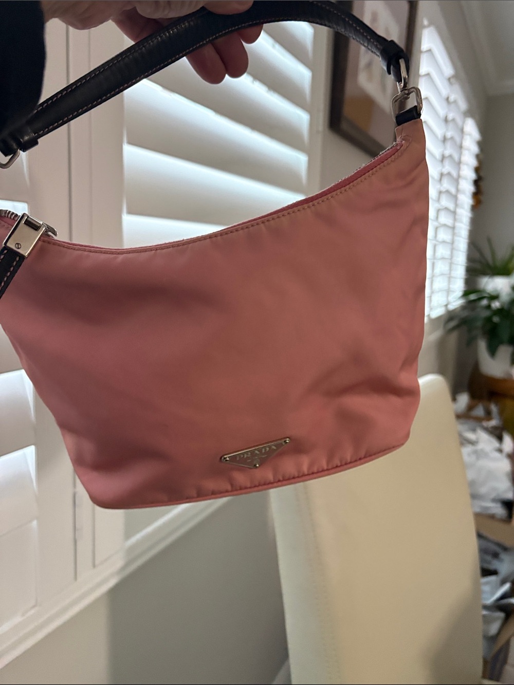 Prada Coral Pink Nylon Shoulder Bag with Leather Handle - Picture 6 of 14